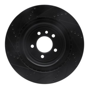 Land Rover Defender 110 Brake Rotor (1) - Rear Right - R1 Concepts - Drilled & Slotted - Black - `13-`25